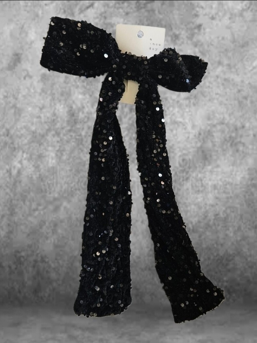 NWT/ a  new day Black Sequin Bow Hair Tie Clip